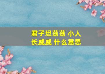 君子坦荡荡 小人长戚戚 什么意思